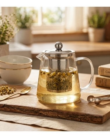 Tetera con Filtro y Tapa de Borosilicato