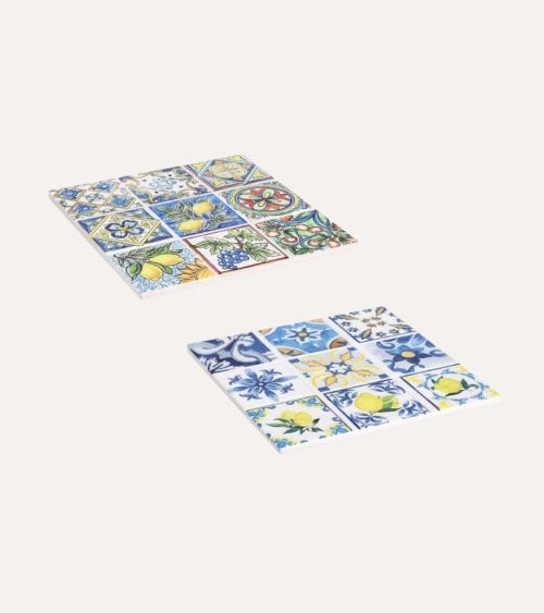 Salvamanteles Soraia Cuadrado de Cerámica y Base de Corcho