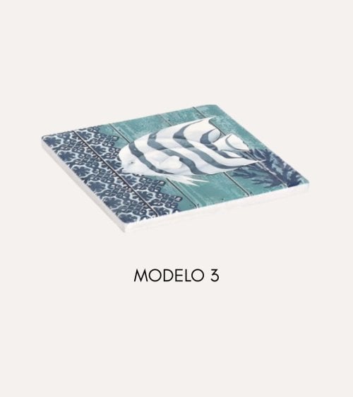 Posavasos Eliana Cuadrado de Cerámica y Base de Corcho