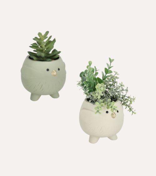 Macetero Leonora de Pollo de Cerámica y Plástico