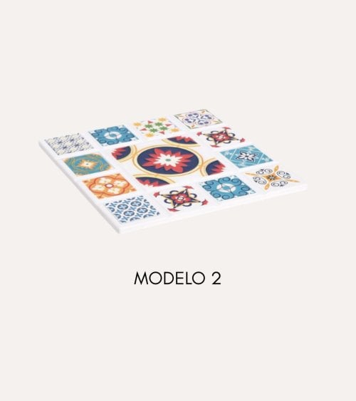 Salvamanteles Andreia Cuadrado de Cerámica y Base de Corcho