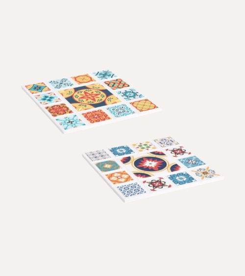 Salvamanteles Andreia Cuadrado de Cerámica y Base de Corcho