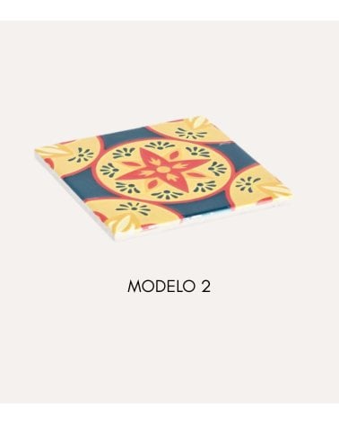 Posavasos Andreia Cuadrado de Cerámica y Base de Corcho