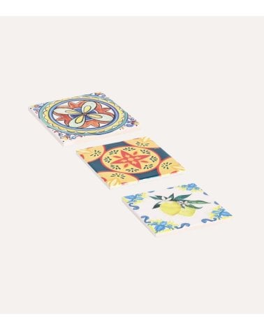 Posavasos Andreia Cuadrado de Cerámica y Base de Corcho