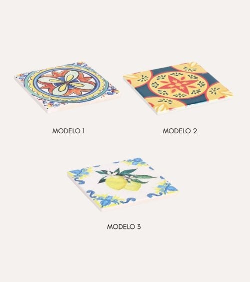 Posavasos Andreia Cuadrado de Cerámica y Base de Corcho