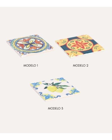 Posavasos Andreia Cuadrado de Cerámica y Base de Corcho