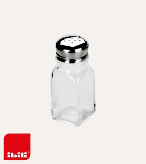 Salero Con Tapa Tipo Dosificador de Acero Inoxidable y Vidrio