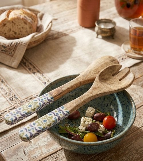 Set de 2 Cubiertos de Ensaladera de Madera de Mango