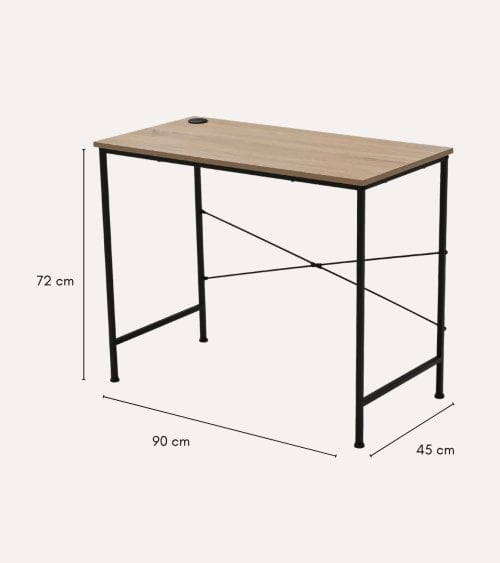 Escritorio Deck con Patas de Madera y Metal