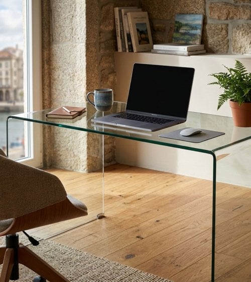 Mesa Escritorio Note con Topes Antirayas de Cristal
