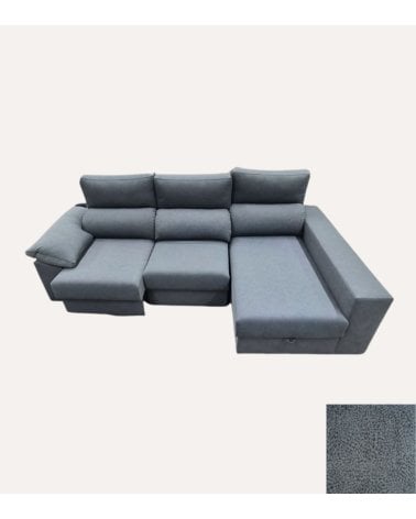 Sofá Chaise Longue Sena con Arcón y Asientos Deslizantes de Carro