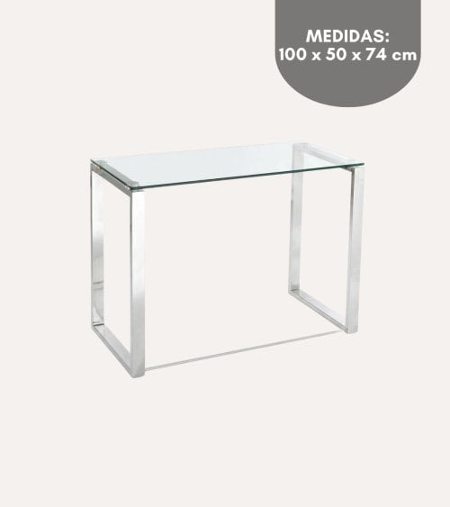 Mesa Escritorio Benetto con Patas de Metal y Cristal