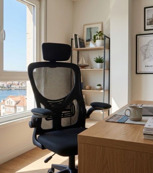 Silla Giratoria Aero con Reposacabezas y Red Transpirable