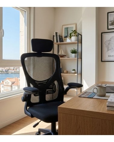 Silla Giratoria Aero con Reposacabezas y Red Transpirable