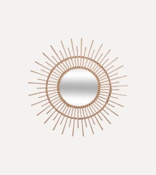 Espejo Sol Rebecca de Ratán y Vidrio