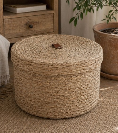 Cesta Arianna con Tapa de Caña Tejida