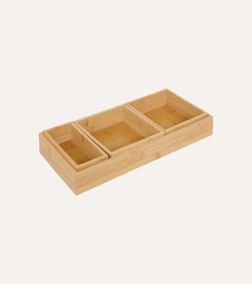 Set de 4 Organizadores de Cajón de Bambú