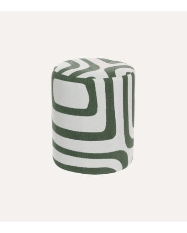 Puff Delor con Lineas Abstractas de Poliéster y Madera Contrachapada