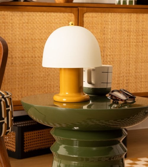 Lámpara de mesa Rick de Acero y Vidrio