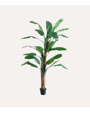 Planta Decorativa Bananero con Tallo Natural y Hojas de PVC