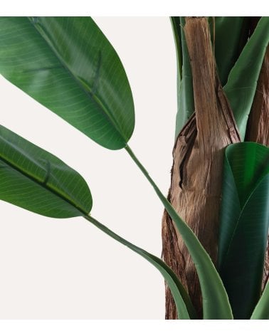 Planta Decorativa Bananero con Tallo Natural y Hojas de PVC