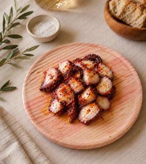 Plato para Pulpo de Madera de Pino