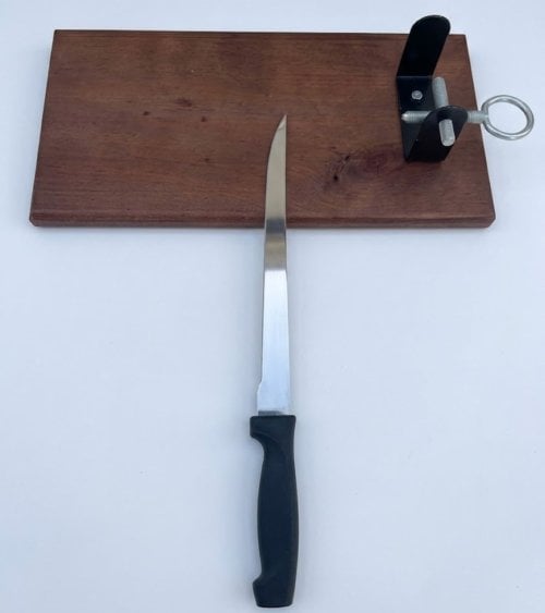 Mini Jamonero con Cuchillo de Madera de Pino y Hierro