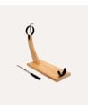 Jamonero Curvado con Cuchillo de Madera de Pino y Acero Inoxidable