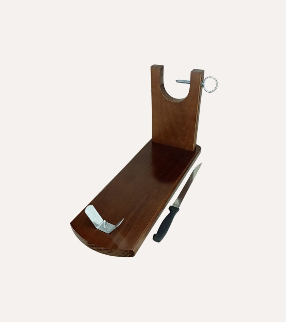 Jamonero Premium con Cuchillo de Madera y Acero Inoxidable