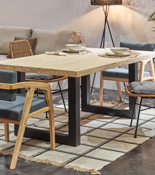 Mesa de Comedor Loft fija Rectangular de Madera de Roble