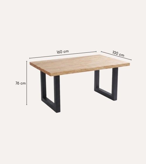 Mesa de Comedor Loft fija Rectangular de Madera de Roble