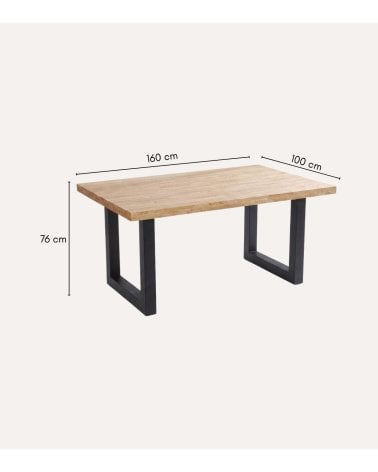 Mesa de Comedor Loft fija Rectangular de Madera de Roble