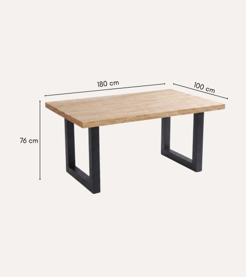 Mesa de Comedor Loft fija Rectangular de Madera de Roble