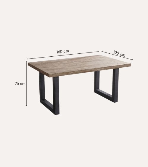 Mesa de Comedor Loft fija Rectangular de Madera de Roble