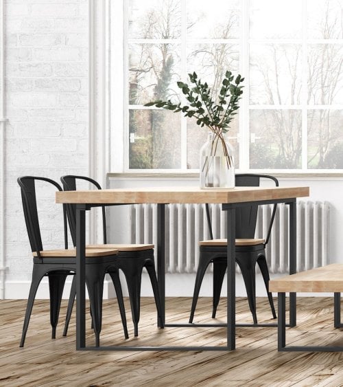 Mesa de Comedor Natural Extensible de Madera de Roble