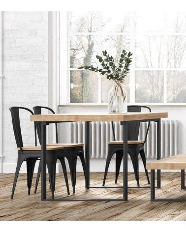 Mesa de Comedor Natural Extensible de Madera de Roble