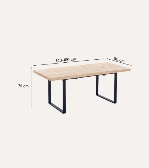 Mesa de Comedor Natural Extensible de Madera de Roble