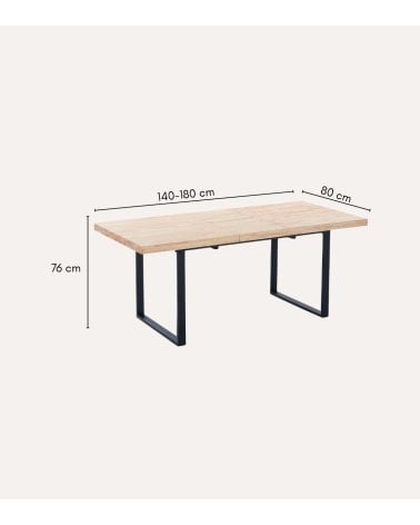 Mesa de Comedor Natural Extensible de Madera de Roble