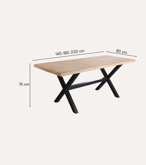 Mesa de Comedor X-Loft Extensible de Madera de Roble