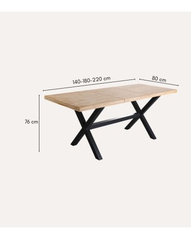 Mesa de Comedor X-Loft Extensible de Madera de Roble