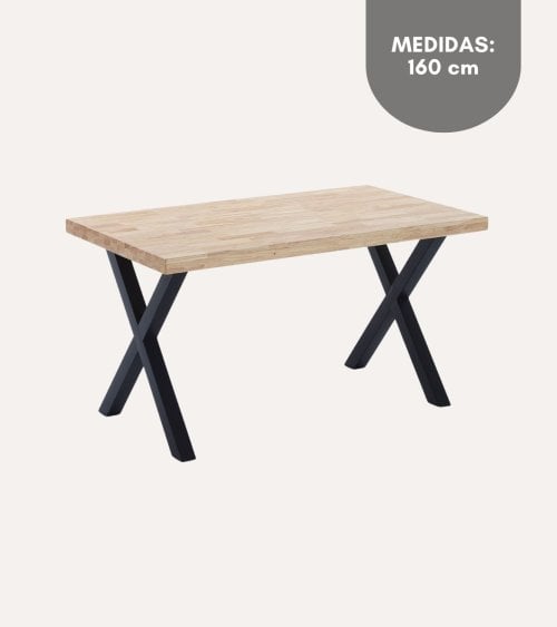 Mesa de Comedor X-Loft Fija de Madera de Roble