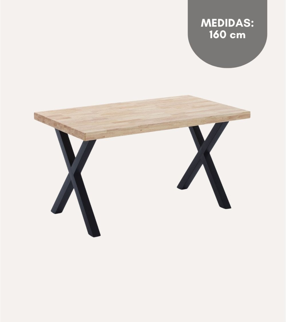 Mesa de Comedor X-Loft Fija de Madera de Roble