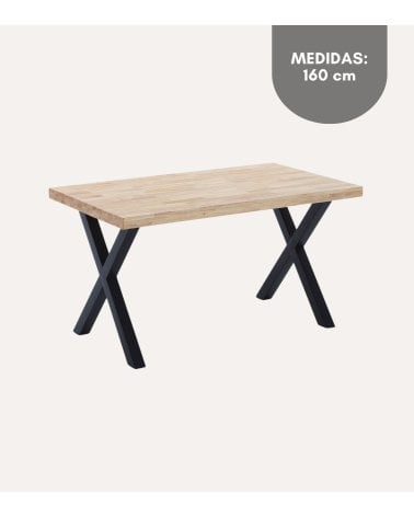 Mesa de Comedor X-Loft Fija de Madera de Roble
