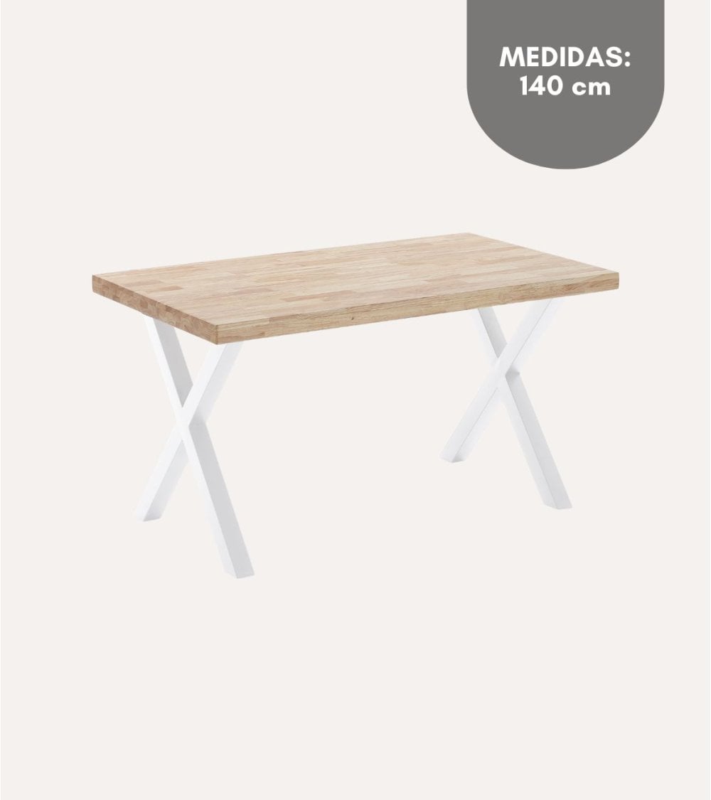 Mesa de Comedor X-Loft Fija de Madera de Roble