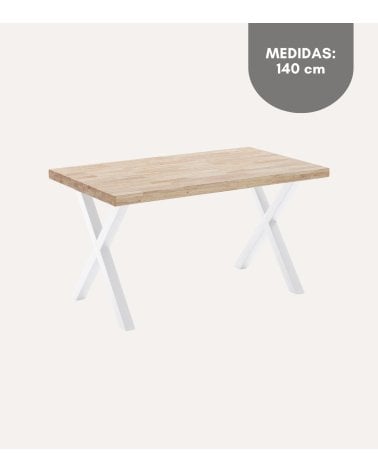 Mesa de Comedor X-Loft Fija de Madera de Roble