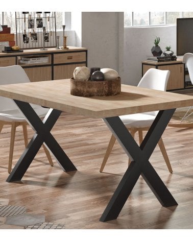 Mesa de Comedor X-Loft Fija de Madera de Roble