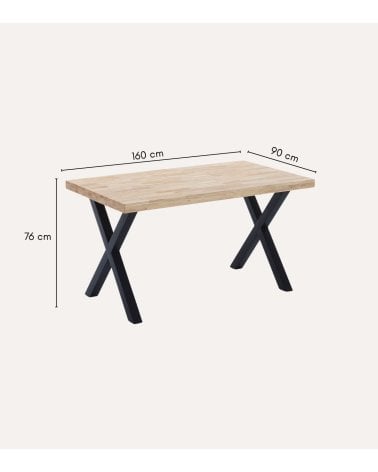 Mesa de Comedor X-Loft Fija de Madera de Roble