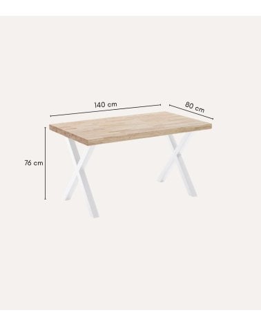 Mesa de Comedor X-Loft Fija de Madera de Roble