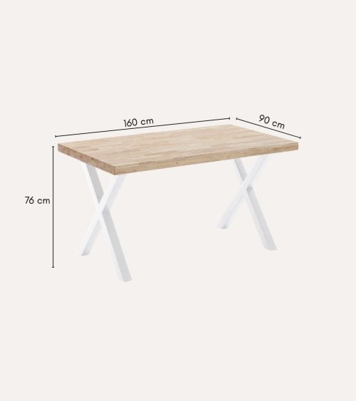 Mesa de Comedor X-Loft Fija de Madera de Roble