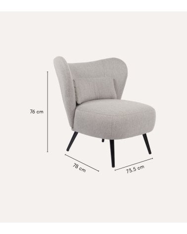 Sillón Orejero Elle con Cojín Lumbar y Patas de Metal